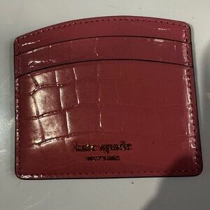 Kate Spade Croc Embossed Pink Card Holder